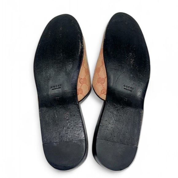 Authentic GUCCI Beige GG Logo Canvas Embroidered LA Angel Mule Loafers S… - Picture 12 of 13